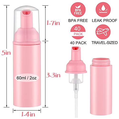 E Elainfia 30 Pcs 60Ml/2Oz Pink Portable Mini Foam Bottles - Small Spray Bottle Reusable Travel Spray Bottle Leakproof Foam Pump Bottle Easy To Carry Suitable For Shampoo Shower Gel Cosmetics #TOP1