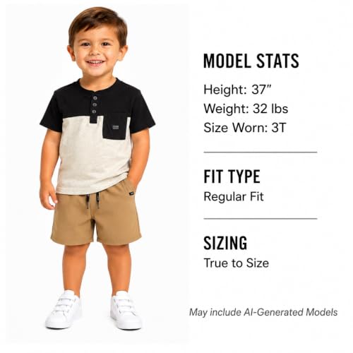 Image of Volcom Toddler Baby Boy Shorts Set - 2 Piece Short Sleeve Graphic Tees and Tech Stretch Shorts for Boys Infant Summer Clothes