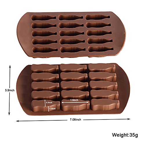 3Pcs Gummy Mold, 15 Holes Bottle Shape Brown Silicone Cake Gummy Candy Chocolate Jelly Ice Cream Cube Mold Pudding Handmade Craft Mold for Children's Party Dessert Cafe Bakery Handmade Dessert by HOMUT - Used condition - Image 2