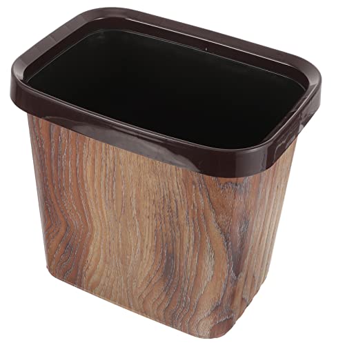 UKCOCO Pattumiera Con Design Imitazione Legno Bidone Per Rifiuti Senza Coperchio Per Cucina Bagno e Ufficio Con Anello Di Fissaggio Per Sacchetto Per Piccole Immondizie
