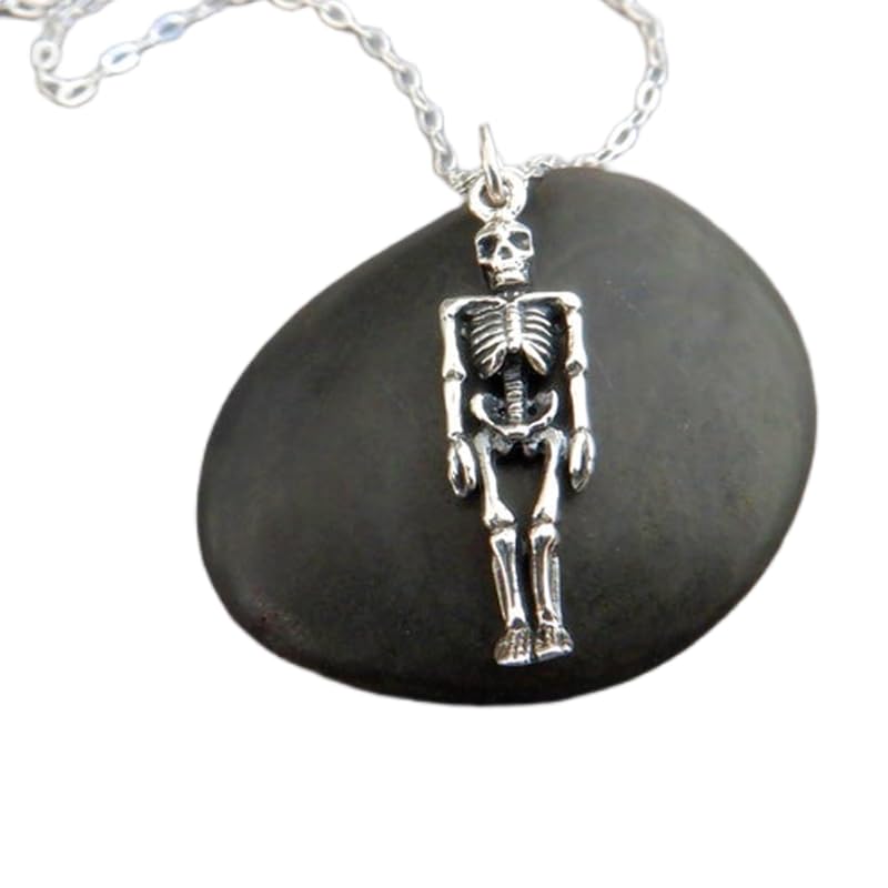 Collier squelette argent 925 pendentif Halloween à offrir pour boîte à bijoux