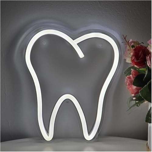 Panneau néon dentaire Dent blanche LED de 17x20cm avec alimentation pour cabinet