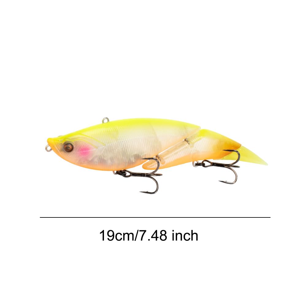 19 cm 55 g Swimbait flottant à 2 articulations avec queues souples – Leurre de pêche articulé pour eau douce et salée