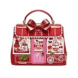 Vendula London The Chocolate Box Mini Grace, Handtasche aus rotem veganem Leder mit Schokoladengeschäft-Design, abnehmbarer Schultergurt, 18 x 24 x 10,5 cm