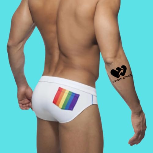 Men's Low Rise Rainbow Swim Briefs with Back Pocket2