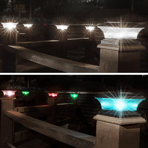 image for HUYIENO Solar Post Cap Lights Outdoor LED Lighting Deck Fence Light Tw