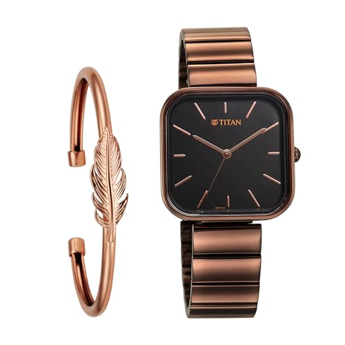 Titan Womens Stainless Steel Analog Black Dial Casual Watch, Band Color-Brown (B0CSZ4MLK9) Amazon Price History, Amazon Price Tracker