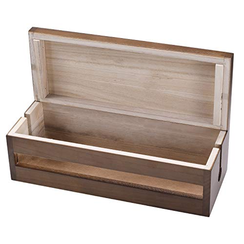 Image of Changsuo Cable Management Box Wooden Cord Organizer Box for Extension Cord Power Stripe Surge Protector Wire Management Concealer Organizer Cover Hider for Desktop Home Office Kitchen (Dark Brown)