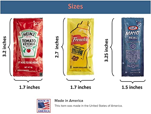 75 Total Packets / 25 Count Of Each - Heinz Ketchup, French's Mustard, & Kraft Real Mayo - Condiment Packs In Slide Seal Bag #TOP1