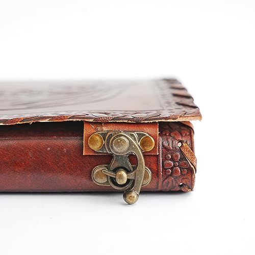 Carnet de notes fait main en cuir véritable journal de voyage mixte - 4