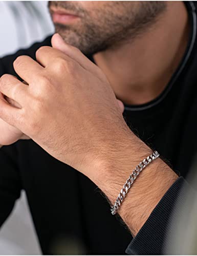 925 Sterling Silver Cuban Link Chain Bracelet 3mm 5mm 8mm Silver Bracelet for Men Women 6.5-9 Inches2