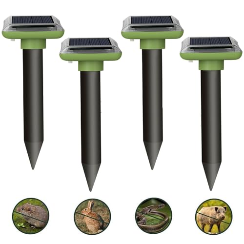 Mole Repeller 2025, Ultraschall Maulwurfschreck für Vertreiben Wühlmäuse, wühlmäuse vertreiben,Maulwürfe vertreibens, Katzenschreck für Außenbereich, 4 Stück Wasserdichter Maulwurf Vertreiber