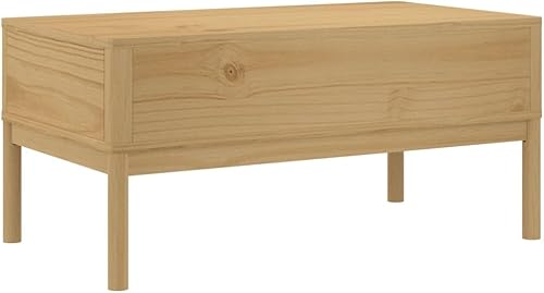 Miniatura 7 de Mesa de centro de cera floro marrón 39 x 21.9 x 17.7 pulgadas, madera de pino maciza, mesas auxiliares mesa de centro para sala de estar, balcón,