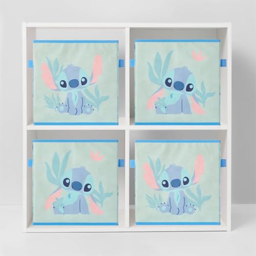 Image of Stitch Storage Cubes Set of 2 Durable Fabric Bins with Handles, 10 inchx10 inchx10 inch Collapsible Cube Organizers