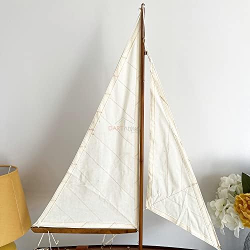 Darthome Racing Yacht Collectable Model 63cm Nautical Wood Boat Ornament Extra Large Gift, Brown
