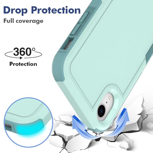 for iPhone XR Case: Dual Layer Protective Heavy Duty Cell Phone Case Shockproof Rugged Bumper Tough with Screen Protector - 16ft Military Grade Drop Tested for Appple iPhone XR (6.1 inch), Green - image 3