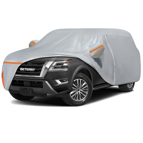 Image of Car Cover for 2004-2026 Nissan Armada /Infiniti QX80, Waterproof Custom-fit All Weather Sun Rain UV Dust Snow Protection Outdoor Full Car Cover with Door Zipper and Cotton Lining-Grey