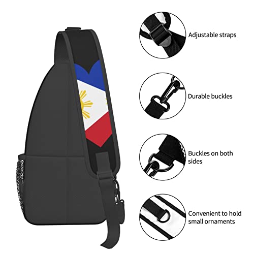 Mochila bandolera Love Philippines negra unisex miniatura 6