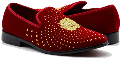 Image of SPK26 Men's Vintage Velvet Rhinestone Designer Dress Loafers Slip On Shoes Classic Tuxedo Dress Shoes