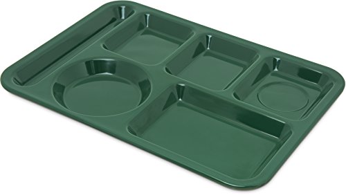Plateau repas 6 compartiments vert forêt Carlisle idéal pour self-service