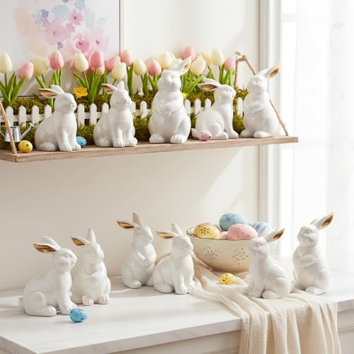 Statues de Lapin en résine blanche, cadeau idéal d'inauguration de maison - 7