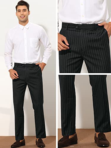 Lars Amadeus Formal Striped Dress Pants for Men's Slim Fit Flat Front Office Business Trousers4