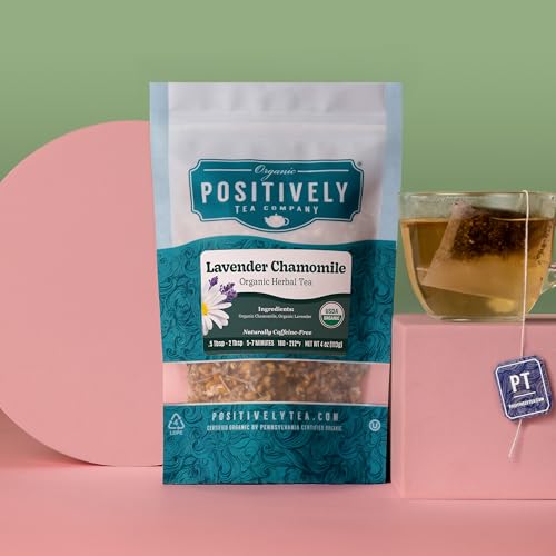 Image of Organic Positively Tea Company, Lavender Chamomile, Herbal Tea, Loose Leaf, 16 Ounce