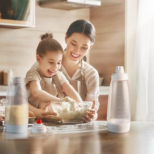 Image of HASTHIP Pancake Batter Dispenser with Blender Balls, Equipped with Silicone Spatula Pancake Mixer Bottle for Cupcakes, Pancakes, and Muffins
