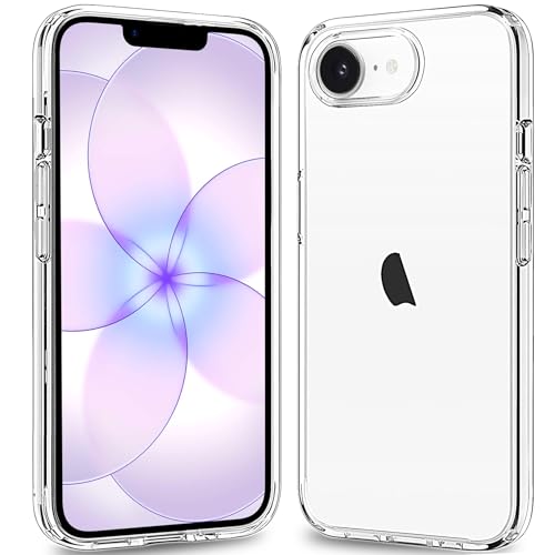 JJGoo for iPhone 17e Case and for iPhone 16e Case Clear, Transparent Shockproof Hard PC Back Protective Cover Bumper Phone Case for iPhone 16e / 17e