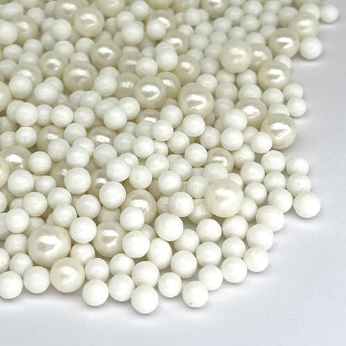 Image of Manvscakes Sprinkles- Edible Cake and Cupcake Sprinkles with Assorted Shapes and Sizes for Parties, Metallic Sprinkle Mix for Cookies, Ice Cream, Cake and Cupcake Decorating, Silver white sprinkle
