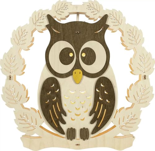 Chouette lumineuse décoration de fenêtre bois pour intérieur cocooning