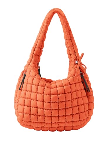 Image of Puffer Quilted Tote Bag for Women Nylon Crossbody Bags Puffy Purse Hobo Large Shoulder Bag Trendy