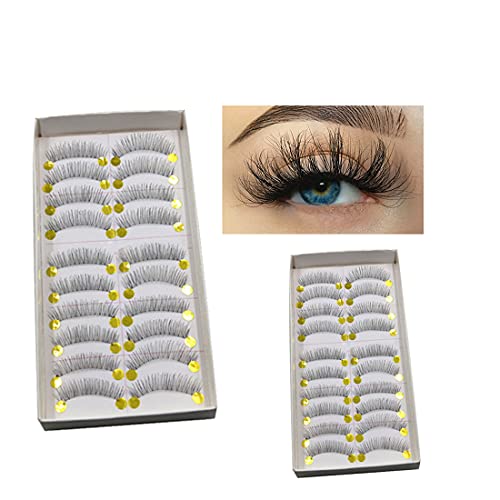 Da.Wa 20 Paar Lange Falsche künstliche Wimpern Licht Schwarz Eyelasches Wimpernverlängerung Make-up fur Schönheit Cover