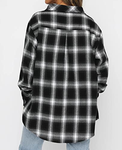 Image of Lacozy Womens Buffalo Plaid Flannel Shirt Long Sleeve Collar Button Down Blouses Tops