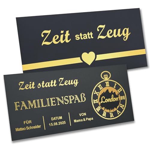 TMT Personalisiertes Goldenes Ticket Gutschein Rubbelkarte – ZEIT STATT ZEUG - Gutschein zum Ausdrucken – Ready to Gift | Zeit schenken für Geburtstag, Partner, Reise, Kino, Wellness, Dinner