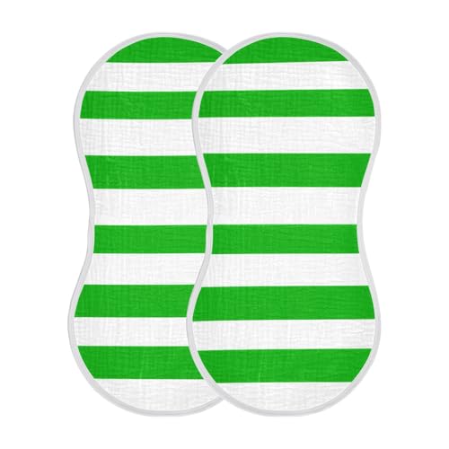 Kigai White Green Stripes Baby Burp Cloths Extra Soft and Absorbent Burping Rags Cotton Burping Clothes Baby Washcloths for Newborn Boys Girls - 1 Pack2