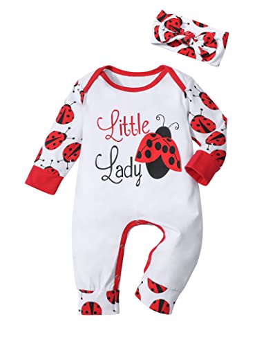 Image of Von kilizo Baby Girl Clothes Cute Floral Infant Newborn Baby Clothes for Girls Letter Print Snap Baby Girl Romper Jumpsuit