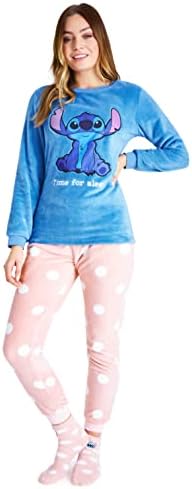 Disney damska piżama, polarowa odzież domowa i puszyste skarpetki zestaw upominkowy Stitch