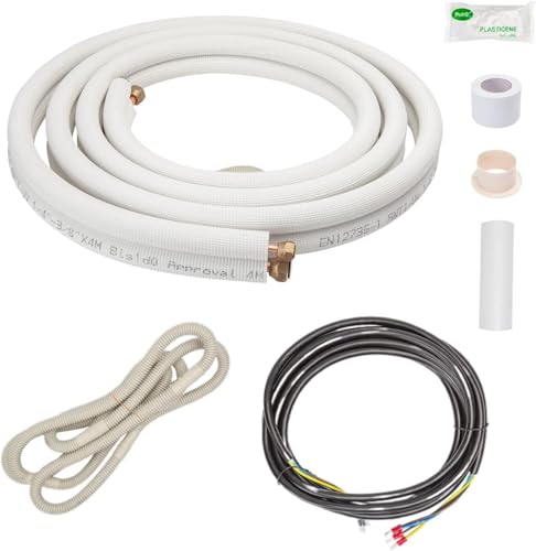 Wostore 2x 4m 1/4+3/8 Zoll Kupferleitungen Kältemittelleitungen Isoliert Kupferrohr für 9000 Montage-Kit