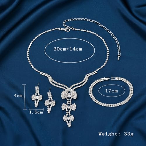 Pendientes de lazo con cadena para mujer y collar de joyería 4