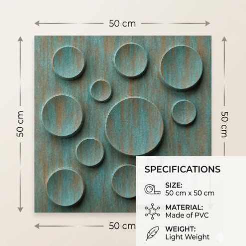 Image of Kayra Decor 3D PVC Wall Panels for Bedroom & Living Room | Moon Design | Rustic Wood Color | 19.7 x 19.7 Inch | Pack of 12 | 32.28 Sq Ft