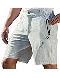 BOJIN Men's Hiking Cargo Shorts with 5 Zipper Pockets Lightweight Quick Dry Casual Wear Golf Fishing Shorts 9 inch Inseam BJ016 Milk White Pattern XL