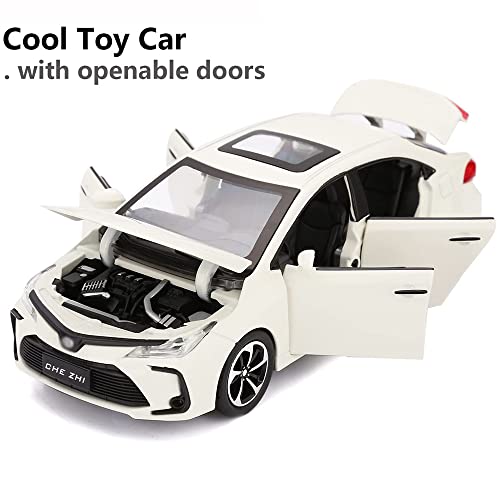 Image of New 1:32 Diecast Alloy Metal Corolla Toy Car Pull Back with Openable Door Music Sound and Light Vehicle Toy Car for Kids Boys