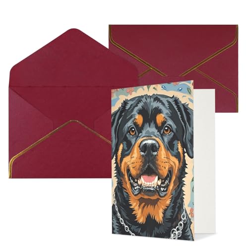 STVYUKL O[eBOJ[h _[Nbh̕t Thinking of You Card Cool Rottweiler Dog Art Happy Birthday  ҏ 󔒂̃J[h @p 4x6