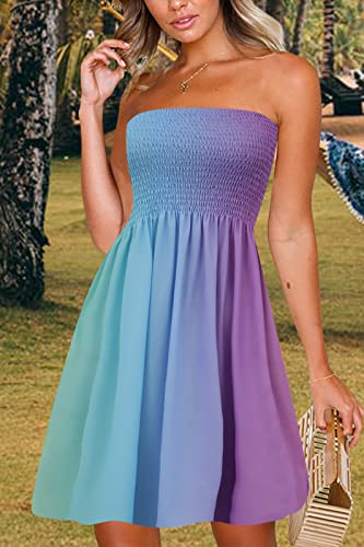 Image of Zyyfly Womens Summer Beach Dresses Strapless Cover Ups Dress Tube Top Sundresses