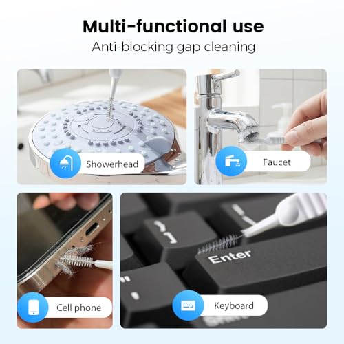 Image of Shower Head Cleaning Brush for Small Holes, Anti-Clogging Nozzle Brush for Shower Head,Phone Hole Pore Gap, Multifunctional Crevice Tiny Cleaning Brushes (20Pcs)