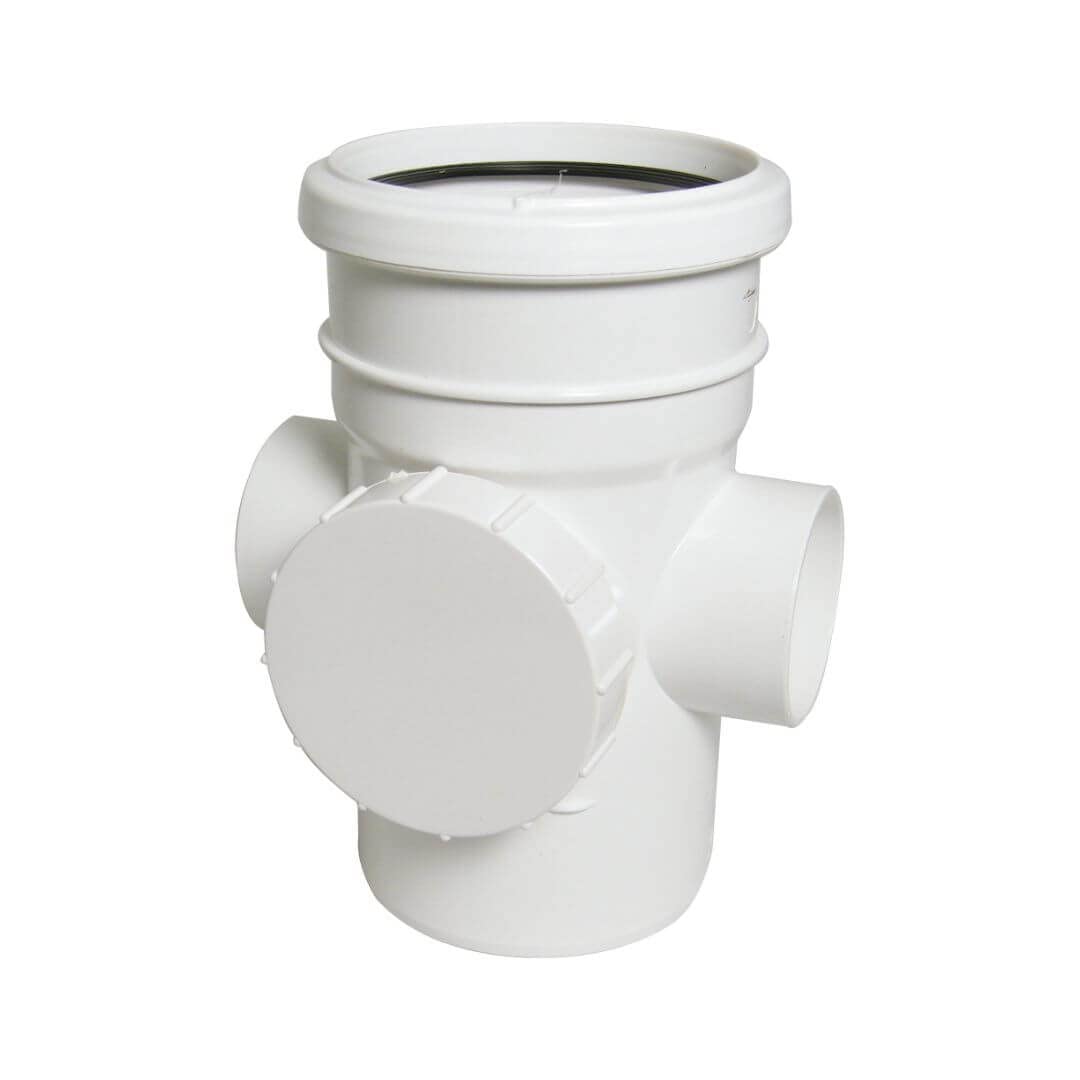 Floplast White Ring Seal Soil Access Pipe Single Socket - 110Mm