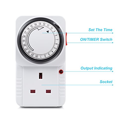 image for HBN 24 Hour Programmable Mechanical Timer Plug Switch, Energy Saving U