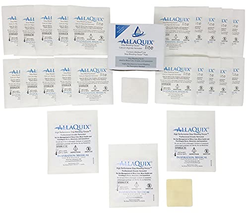 Stop Bleeding Gauze Combo Pack Bundle: AllaQuix High Performance + AllaQuix Lite (Incluye 3 paquetes de alta performance - grande (2"x2") + caja de 20 Lite Calcium Alginate - grande (2"x2")) miniatura 1