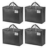 VENO 4 Stück Aufbewahrungstasche und geeignet für Umzug, Aufbewahrungsboxen, Kleideraufbewahrung, Unterbett Aufbewahrungsbox, Reisetasche (S Schwarz, 4er-Set)